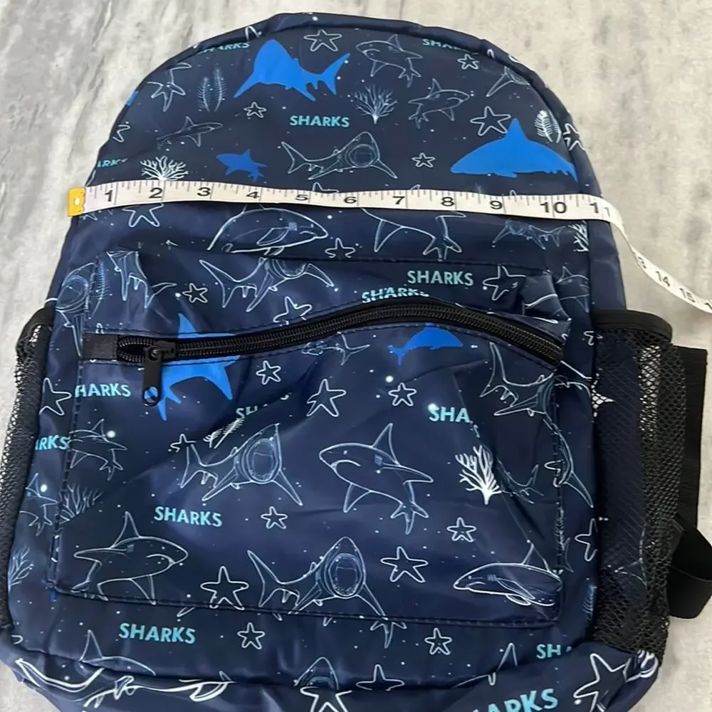 Shark Print Child’s Backpack New without Tags Lightweight Back to School
